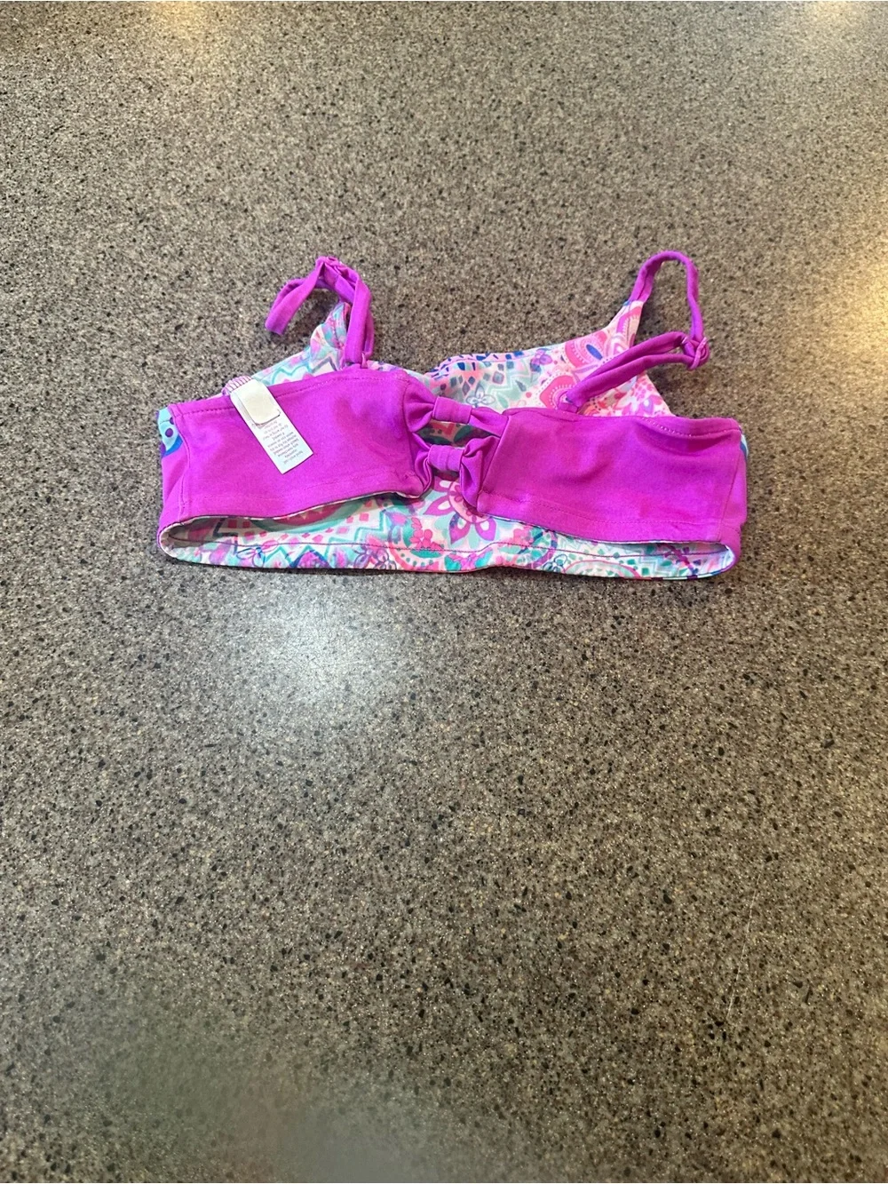 Girls' Pink & Purple Mandala Print Swim Top